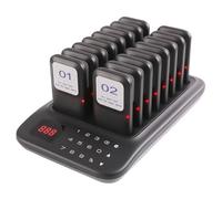 LOUKIENE Restaurant Pager System, 16 Beeper Wireless Calling System Guest Customer Queue Pagers for Food Truck Church Nursery Clinic Coffee Shop Restaurants Bar with Vibration Flash Buzzer (Black)