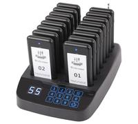 LOUKIENE Restaurant Pager System, 16 Wireless Beepers, Touch Screen Keyboard Calling Customers Waiting Pagers with Vibration Flash and Buzzer for Queue in Food Trucks Churches Hospitals Hotels Eatery