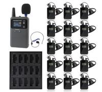 LOUKIENE Wireless Tour Guide System, 1 Transmitter 15 Receivers with 15-slot Charger, Simultaneous Interpretation Translation System Assisted Listening 492feet for Training Church Teach Court Sermon