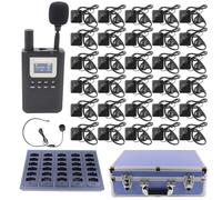 LOUKIENE Wireless Tour Guide System, Tour Guide Microphone and Speaker Tour Guide Headsets, 1 Transmitter 30 Receivers 1 Charger 1 Storage Case, Bluetooth Headsets System for Training Church Factory