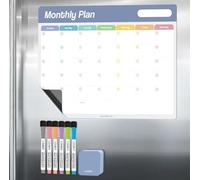 Loukin 17"x11.8" Monthly Dry Erase Calendar, Electrostatic Clings to All Shiny Surface, Reusable Whiteboard Planner Schedule for Refrigerator, Office, Classroom, 6 Magnetic Markers & 1 Eraser Included