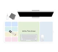 LOUKIN Erasable Dry Erase Desk Mat, Mouse Pad, Writing White Board, Non-Slip Desktop Protector for Office, Home, School (Includes 2 Wet Erase Markers & Cleaning Cloth) 32"x14"