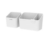 loukin Magnetic & Adhesive Dry Erase Marker Holder with Diver, 1 Small + 1 Mini, Magnetic Storage Organizer for Whiteboard or Refrigerators (White)