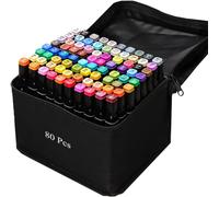 LOULANJX 80 Colors Alcohol Markers Set Dual Tips - Professional Art Markers for Kids & Adults Coloring Books, Manga Drawing, Calligraphy, Bullet Journaling with Quick-Dry Ink & Blendable Colors