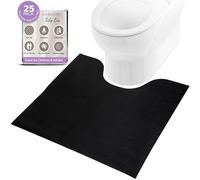 Tidy Lou Disposable Toilet Mats for a Hygienic & Stress-Free Home Bathroom Experience - Great for Children & Adults - Conceals Stains (Black), Absorbent, Non-Slip, U-Shape, Catches Dust/Hair - 25 Pack