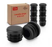 LouMaxx 22 mm Round Plugs - Set of 10 Robust Black Plastic End Caps for Pipes & Furniture Glides - UV-Resistant & Weather-Resistant for Indoor/Outdoor Use