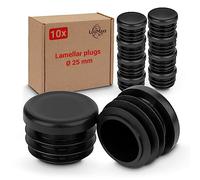 LouMaxx 25 mm Round Plugs (10) - Robust Plastic Pipe End Caps & Furniture Glides in Black - UV & Weather Resistant for Indoor & Outdoor Use