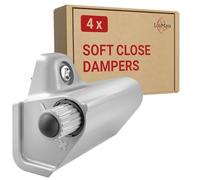 LouMaxx 4 Pack Softclose Door Dampers Kitchen Cabinet Dampers to Equip Smoothly Closing Cupboards Grey