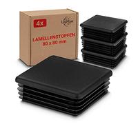 LouMaxx 4 Plastic End Caps 80x80 mm - Black Box Section End Caps - Square Plastic Plugs for Tube Closure