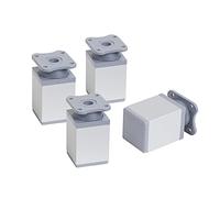 LouMaxx Adjustable Square Furniture Feet - Set of 4 40 x 40 x 60 mm in Aluminium/Silver with Mounting Plate - Feet for Aluminium Furniture - Quality Cabinet Feet for Individual DIY Furniture