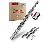 LouMaxx Ball Bearing Drawer Runners 2-Pack (1 Pair) 310 mm 17 mm Groove Drawer Slides - High-Quality Partial Extension Drawer Runners - Easy to Install - Durable Steel Construction