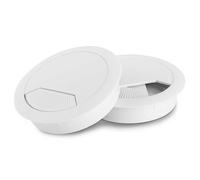 LouMaxx Cable Grommet Desk White - Set of 2 Cable Pass 60 mm Diameter - Table Cable Grommets Made of Sturdy Plastic - Perfect Fit Cable Hole Cover with Sturdy Table Cable Guide
