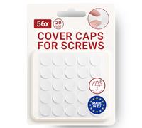 LouMaxx Cover Caps for Screws, Round, White, High Gloss, Diameter 20 mm, Set of 56 Self-Adhesive Cover Caps for Drilling Holes and Small Damages, Universal Screw Cover, White, Made in EU