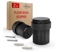 LouMaxx Door Stop Floor Metal for Screwing - Set of 2 Door Stoppers in Matte Black - Door Stopper Floor Screws - Door Stopper for Screwing Also Suitable for Solid Doors