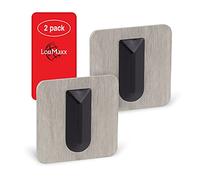 LouMaxx Door Stop Wall Self-Adhesive Set of 2 | Door Stopper Wall Mounted 32 x 32 mm Rectangle | Elegant Wall Door Stop Made of Brushed Stainless Steel