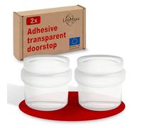 LouMaxx Door Stopper - Set of 2, Transparent, Self-Adhesive Plastic - Protects Walls and Furniture, Quick Installation, Subtle Design