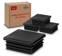 LouMaxx Lamellar Plugs 60 x 60 mm | Shaped Black Square Pipe Plug | Fence Post Caps Made of Robust Plastic for Perfect Protection