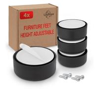 LouMaxx Möbelgleiter Kunststoff - Bodenabstandshalter 50 x 14 x 5 mm - LouMaxx Furniture Feet Height Adjustable, Feet for Furniture Diameter 53.5mm Made of Plastic (Black, 4)
