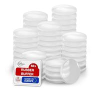 LouMaxx Rubber Buffer - 50 x Transparent 8 mm Diameter - Rubber Studs for Glass Panels - Elastic Buffer Transparent Self-Adhesive - Bump Buffer Self-Adhesive to Protect Your Furniture
