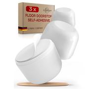LouMaxx Rubber Door Stop Floor - Self-Adhesive Door Stopper Floor No Drilling - Rubber Door Stopper - Perfect Protection Against Slamming Doors - Set of 3 in White