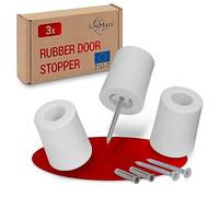 LouMaxx Rubber Floor Door Stop, Diameter 40 mm x 50 mm, for Screwing - Reliable Protection Against Slamming Doors - Set of 3 in White