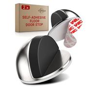 LouMaxx Self-Adhesive Door Stop - Set of 2 Door Blocks - Stainless Steel Look - Effective Design - Self-Adhesive Door Floor Stopper