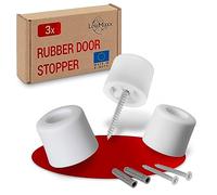 LouMaxx Set of 3 Door Stoppers for Floor Mounting - Rubber Door Stops With Screws and Dowels - Perfect Protection Against Slamming Doors