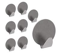 LouMaxx Stainless Steel Round Hook Set of 8 - Self Adhesive Hooks - No Drilling, Strong Hold, Ideal for Bathroom, Kitchen, Hallway