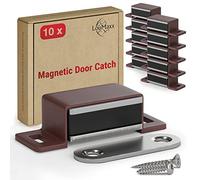 LouMaxx Strong Magnet - Holding Force 4 kg - Pack of 10 Brown - Magnetic Closure - Screw On Door Magnet, Magnetic Closing Cabinet