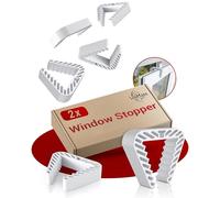 LouMaxx Window Stoppers Set of 2 - Window Stoppers for Ventilation & Clamping Protection for Doors - Window Lock No Drilling - Window Clamp in White for Reliable Safety
