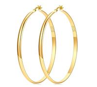 LOUMILEO 4mm Wide Large Gold Hoop Earrings for Women Lightweight 14K Gold Plated Hoop Earrings Hypoallergenic Big Thin Hoops Earring for Women 30/40/50/60/70mm