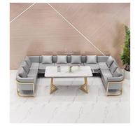 Lounge Area Sofas and Table Set, U-Shaped Leather Couch, Comfy Upholstered Sofa, Metal Base, Ideal for Commercial Dining and Cafes