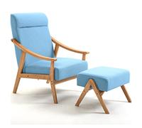 Lounge Chair for Bedroom, Sofa Chair Recliner, Modern Aent Chair with Ottoman Single Armchair with Footrest and Solid Wood Legs Upholstered Chair for Living Room Office Home (Blue Style1)