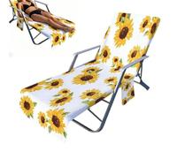 Lounge Chair Towels - Quick Dry Absorbent Non-Slip | Pool Lounge Towel With Side Pockets | Microfiber Fabric 490g Weight 210x75cm Size Starfish Pattern For Outdoor Patio Garden Lawn Backyard Hotel Bea