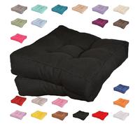 Lounge Cushions Set of 2-45x45 cm9 cm Thick Indoor Outdoor Seat CushionsStylish Black Floor Pillows for Dining Room Garden Kitchen Café