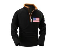 Lounge Hoodie Sweatshirts For Men 1/4 Zip Pullover Trendy Polo Shirt Long Sleeve Stand Collar Fall And Winter Tops American Flag Printed Graphic Sweatshirt Warm Hoodie For Autumn And Winter
