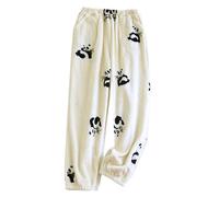 Lounge Pants Ladies With Pockets Ladies Pyjama Size 18 Autumn/Winter Sweet Heart Panda Print Home Trousers Thickened Warm Sleep Pants Soft Fluffy Comfortable Flannel Pyjama Bottoms Cute