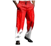 Lounge Pants Mens, Male Merry Christmas Day Suit Trousers Holiday Printed Casual Novel Button Pants (Watermelon Red, XXL)