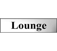 Lounge Safety Sign - polished chrome effect plastic - 200 x 50mm