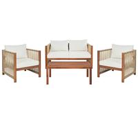 Garden Lounge Set with Table 4 Seater ANTRIA Acacia Wood Beige