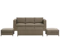 Beliani Garden Lounge Set With Table 5 Seater Belluno Pe Rattan Brown