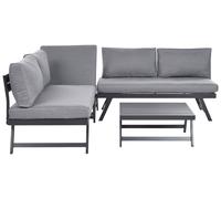 Beliani Garden Corner Sofa With Table 5 Seater Coccorino Metal Grey
