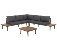 Beliani Garden Corner Sofa With Table 5 Seater Corato Acacia Wood Grey