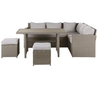 Garden Lounge Set with Table and Ottoman 5 Seater BARDI with Cushions PE Rattan Taupe