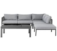 Beliani Garden Corner Sofa With Table 6 Seater Forano Metal Grey