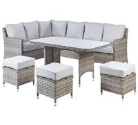 Garden Lounge Set with Table and Ottoman 9 Seater LACONA Right Hand Light Grey PE Rattan