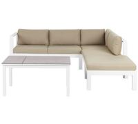 Garden Corner Sofa with Table 5 Seater MESSINA Metal Left Hand Sand Beige