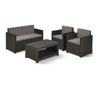 Lounge Set Monaco Graphite 2x Chair Bench Table, Incl. Pillow Seating Furniture