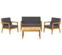 Lounge Set PALLANO Acacia Wood Dark Grey 4 Seater