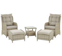 Beliani Garden Lounge Set With Table And Ottoman 2 Seater Ponza Pe Rattan Beige